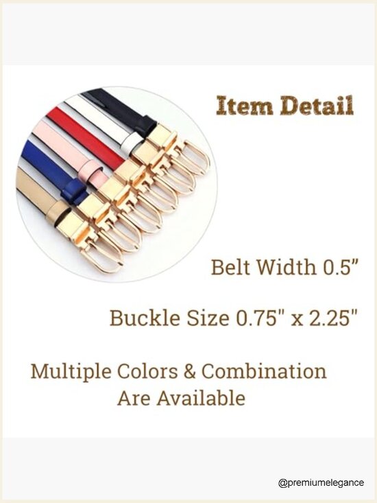 Reversible Skinny Patent Leather Belt Gold Buckle 0.5\